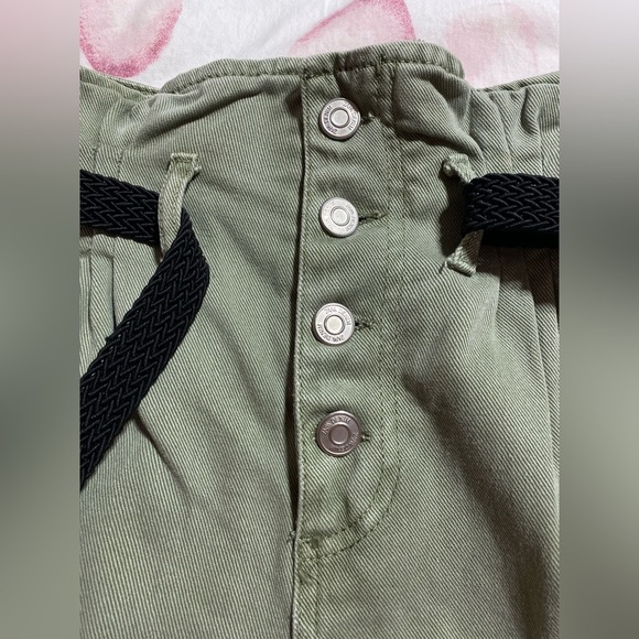 Zara High Waist Paper Bag Belted Buttoned Western Boho Jean Shorts Size XS - Picture 5 of 10